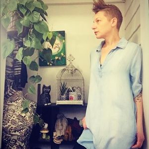 Anthropologie Cloth & Stone Chambray Shirt Dress